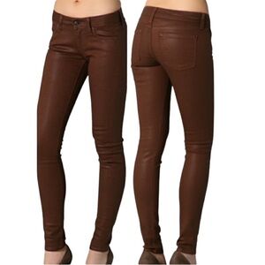 VINCE Lola Stovepipe Coated Skinny Jeans in Vicuna Brown Size 27